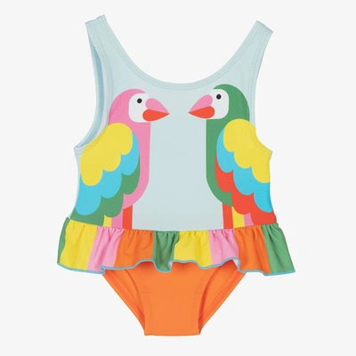 Shop Stella Mccartney Girls Blue Parrot Swimsuit (upf50+)