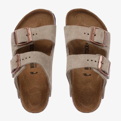 Shop Birkenstock Beige Suede Buckle Sandals