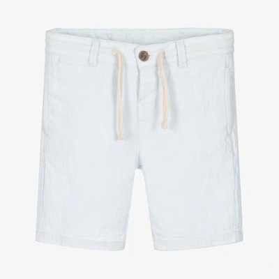 Shop Mayoral Boys Blue & White Cotton Shorts