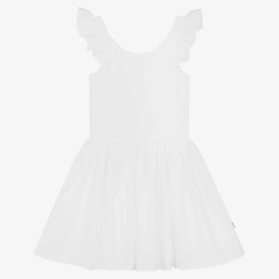 Shop Molo Girls White Organic Cotton Dress