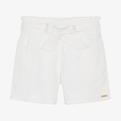 Shop Guess Girls White Broderie Anglaise Shorts