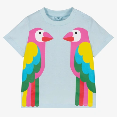 Shop Stella Mccartney Kids Girls Pale Blue Cotton Parrot T-shirt