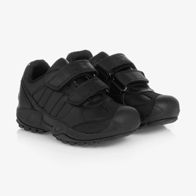 Shop Geox Boys Black Leather Trainers