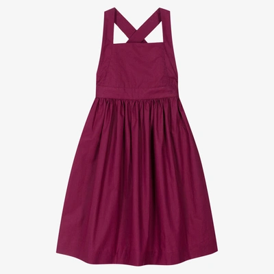 Shop Bonpoint Girls Purple Cotton Pinafore Dress