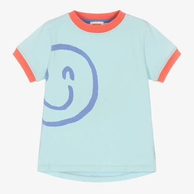 Shop Joyday Blue Cotton Winking Face T-shirt