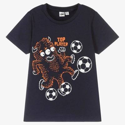 Shop Ido Baby Boys Navy Blue Cotton Football T-shirt