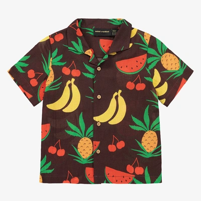 Shop Mini Rodini Brown Organic Cotton Fruit Print Shirt