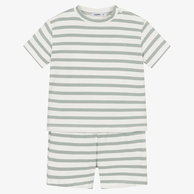 Shop Babidu Boys Grey Striped Cotton Shorts Set