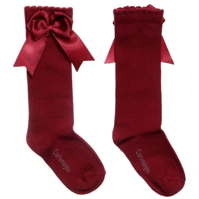 Shop Carlomagno Girls Red Cotton Knee Length Socks