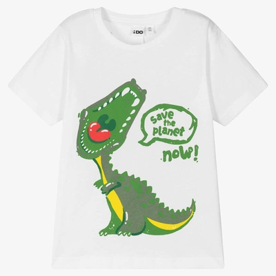 Shop Ido Baby Boys White Cotton Dinosaur T-shirt