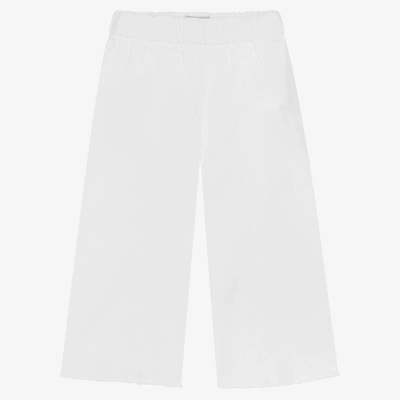 Shop Il Gufo Girls White Wide-leg Trousers
