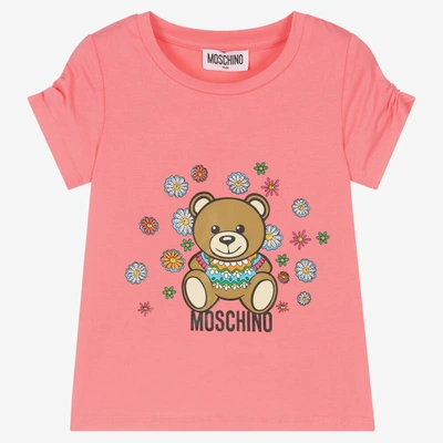 Shop Moschino Kid-teen Girls Pink Cotton Diamanté T-shirt