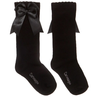 Shop Carlomagno Girls Black Cotton Knee Length Socks