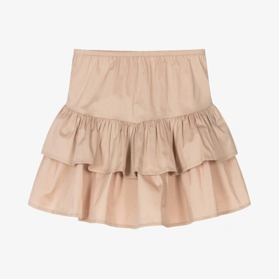 Shop Ido Junior Girls Beige Ruffle Cotton Skirt