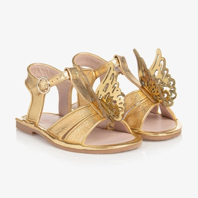 Shop Sophia Webster Mini Girls Gold Leather Butterfly Sandals