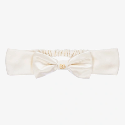 Shop Dolce & Gabbana Baby Girls Ivory Silk Headband
