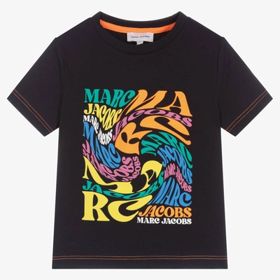 Shop Marc Jacobs Boys Blue Logo Cotton T-shirt