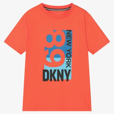 Shop Dkny Teen Boys Red Cotton Logo T-shirt