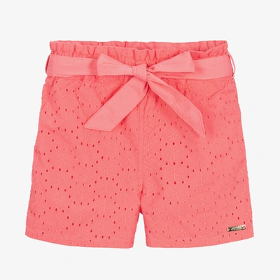 Shop Guess Girls Pink Broderie Anglaise Shorts