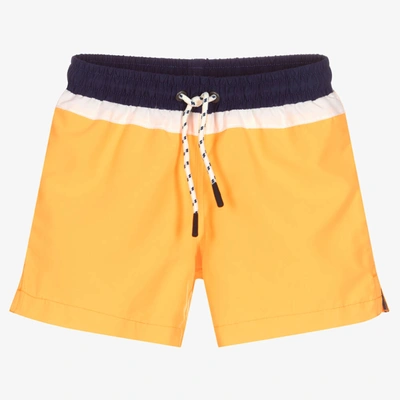 Shop Sunuva Boys Orange Colour Block Swim Shorts
