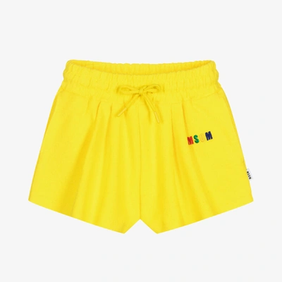 Shop Msgm Girls Yellow Logo Shorts