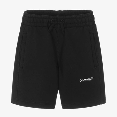 Shop Off-white Boys Black Cotton Diagonals Shorts