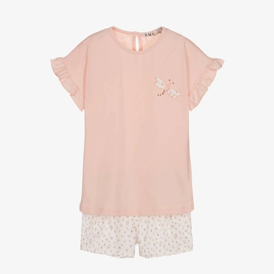 Shop Everything Must Change Girls Pink & Ivory Cotton Shorts Set