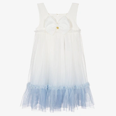Shop Angel's Face Teen Girls White & Blue Tulle Ombré Dress