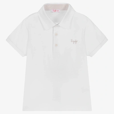 Shop Il Gufo Boys White Cotton Polo Shirt