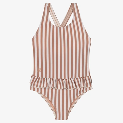 Shop Liewood Girls Pink Stripe Amara Swimsuit (upf40+)