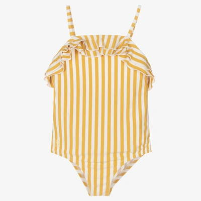 Shop Liewood Girls Yellow Stripe Swimsuit (upf50+)