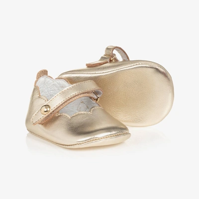 Shop Beatrice & George Baby Girls Gold Leather Pre-walker Shoes