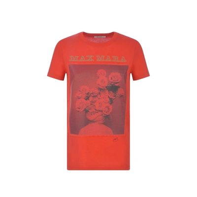Shop Max Mara Cotton Printed T-shirt In Red