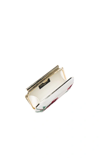 Shop Oscar De La Renta Embroidered Satin Saya Clutch In White & Red