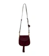 Chloé Hudson Mini Whipstitched Suede Shoulder Bag In Sienna Red
