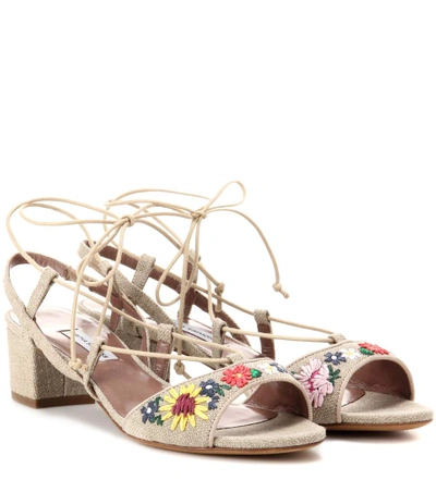 Shop Tabitha Simmons Lori Meadow Embroidered Sandals In Eatural Multi