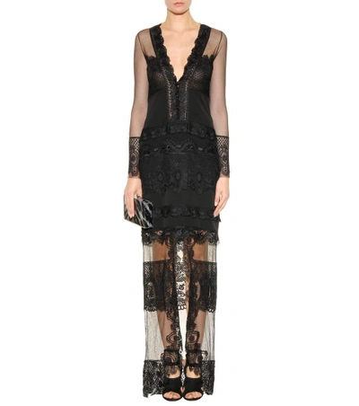 Shop Tom Ford Macramé Lace And Tulle Dress In Black