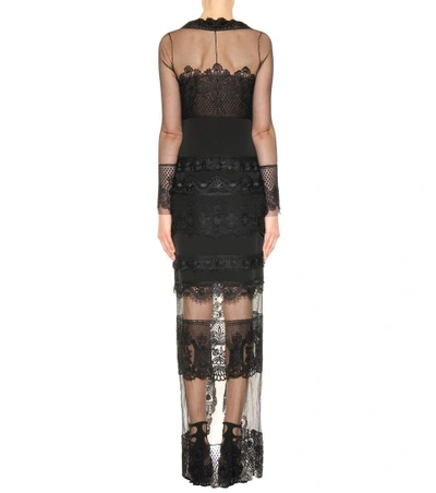 Shop Tom Ford Macramé Lace And Tulle Dress In Black