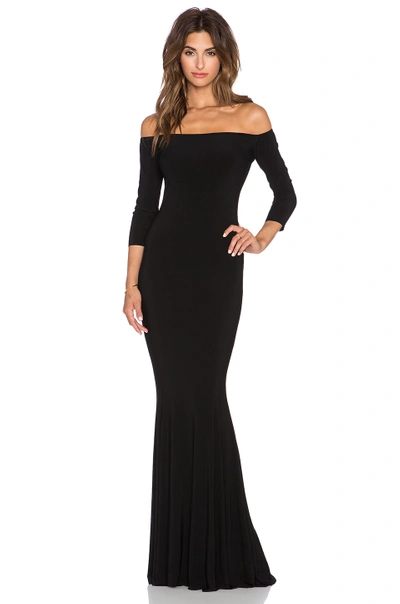 Shop Norma Kamali Norma Kulture Off The Shoulder Fishtail Gown In Black