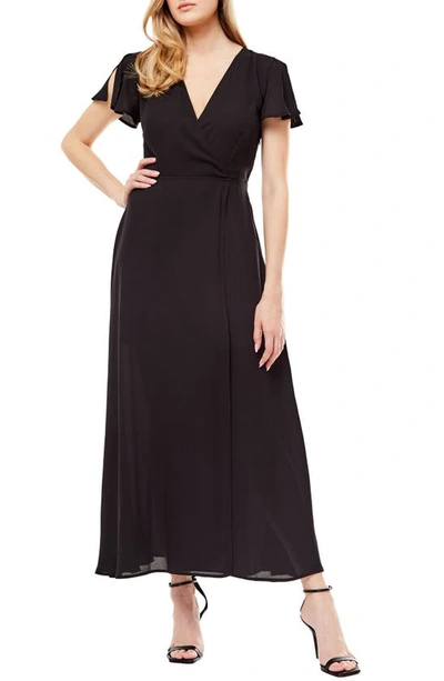 Shop Love By Design Marie Ii Faux Wrap Maxi Dress In Black