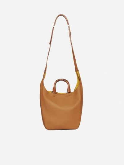 Shop Chloé Deia Leather Medium Hobo Bag In Caramel