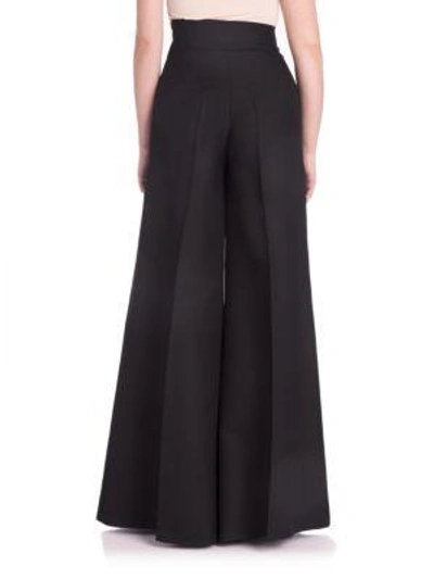 Shop Valentino Silk Shantung Wide-leg Trousers In Black