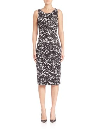 Shop Michael Kors Floral-print Sheath Dress In Optical White/black