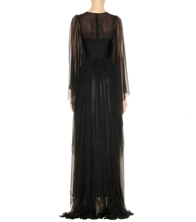 Shop Dolce & Gabbana Embellished Silk Gown In Black