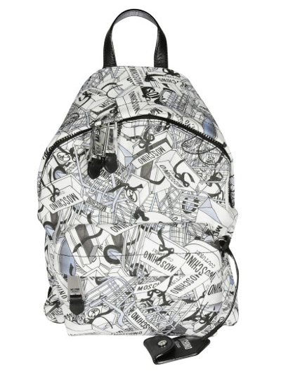Moschino Shopping Bag Print Backpack In White