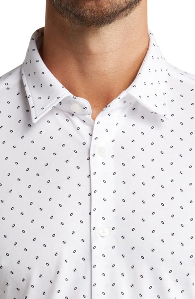 Hugo Boss Roan Slim Fit Geo Stretch Nylon Button-up Shirt In White