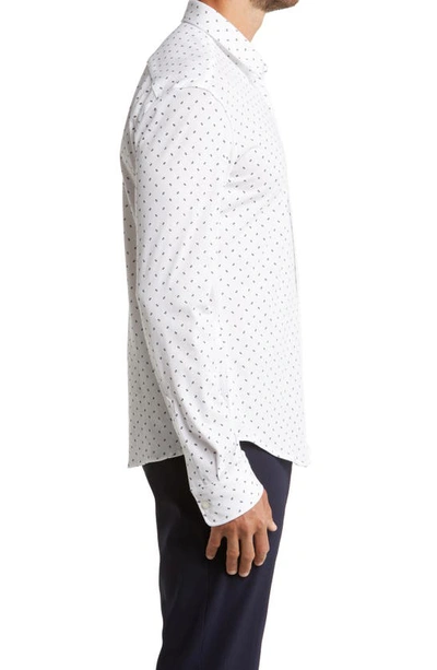 Hugo Boss Roan Slim Fit Geo Stretch Nylon Button-up Shirt In White