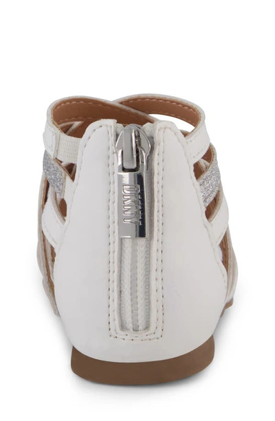 Shop Dkny Kids Hudson Cross Sandal In White/ Silver