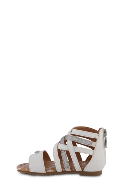 Shop Dkny Kids Hudson Cross Sandal In White/ Silver