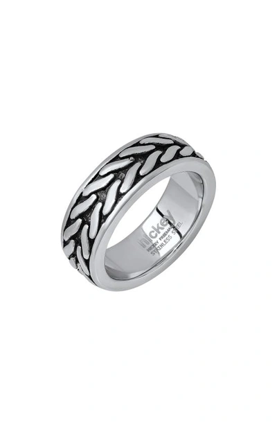 Shop Hmy Jewelry Stainless Steel Textured Band Ring In Oxidized Steel